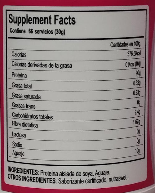 Soy Isolate 2 kg (presentación rosada) Proteína de Soya - VHM Nutrition